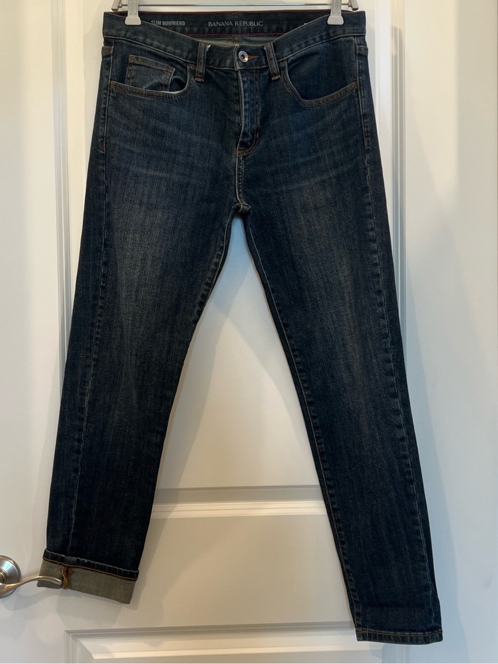 Banana Republic women’s boyfriend Slim stretch Jeans in Dark blue 26 good